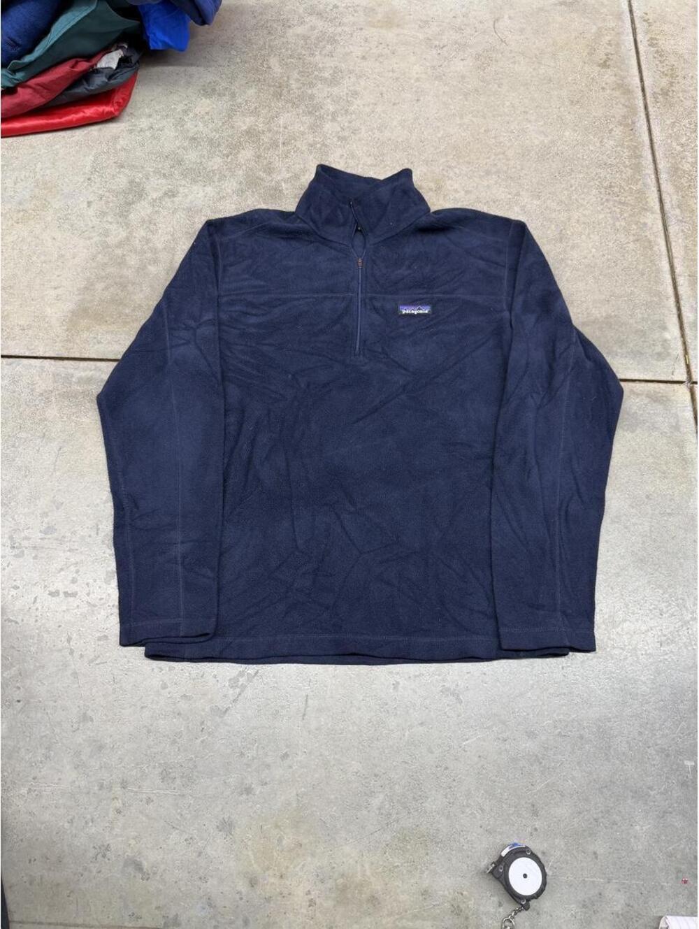 vintage patagonia micro d navy blue fleece synchilla jacket size small
